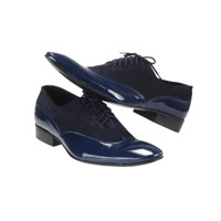 Pánska spoločenská obuv 420/ 93 Blue vernice/camoscio